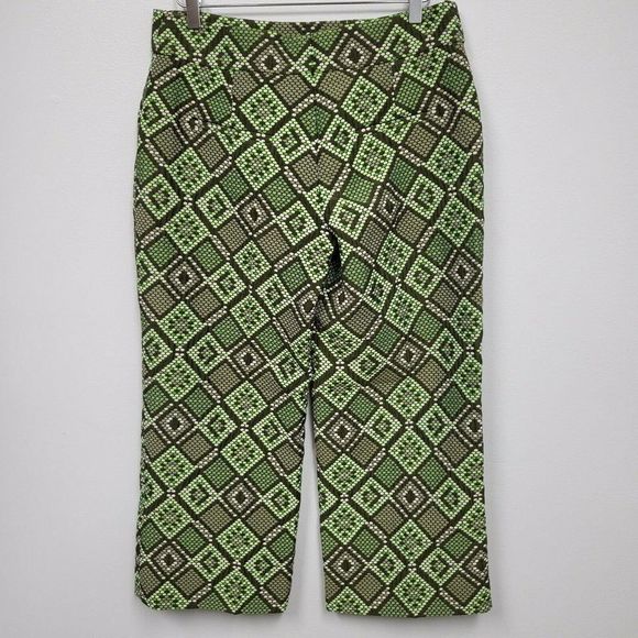 Akris Punto Pants sz 10 Madison Print Jacquard Crop In Agave geometric NWT - Picture 6 of 10